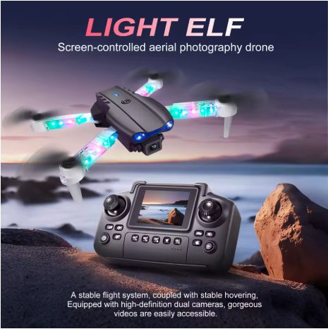 Negro E88E99 Control de pantalla de iluminación Mini Drone Cámara Dual flujo óptico altura fija HD fotografía aérea Quadcopter