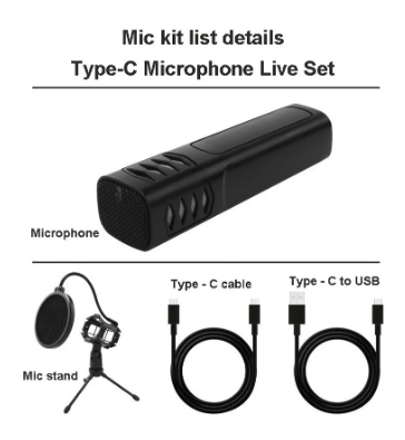 🇨🇴 - Microfono Condensador Omnidireccional Usb Compatible Android Color Negro